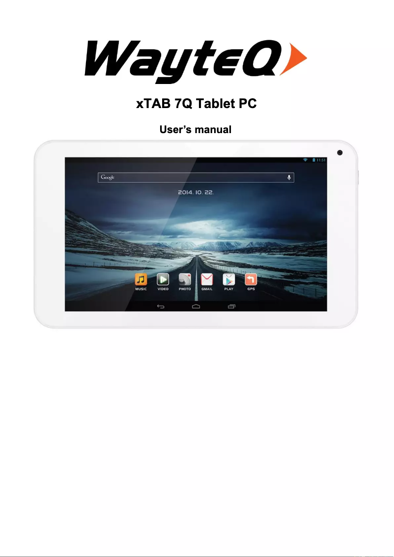 Image de la première page du manuel de l'appareil XTab 7Q GPS