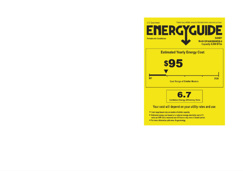 Página 1 del manual Etiqueta energética Danby DPA065B6WDB-6