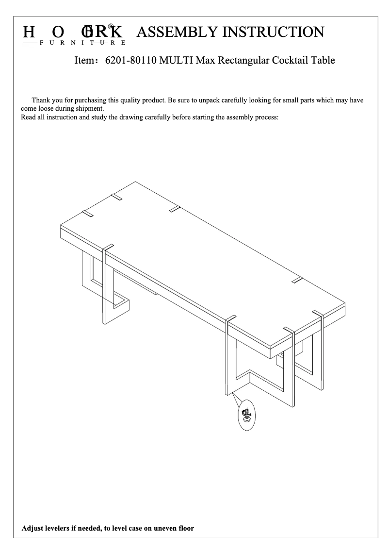 Page n°1 - Manuel utilisateur Hooker 6201-80110 MULTI