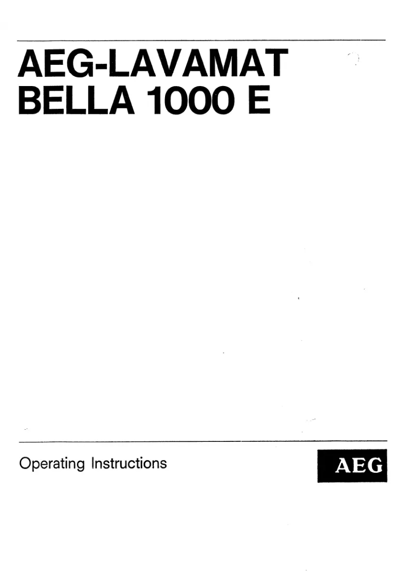 Page 1 de la notice Manuel utilisateur AEG Lavamat Bella 1000E