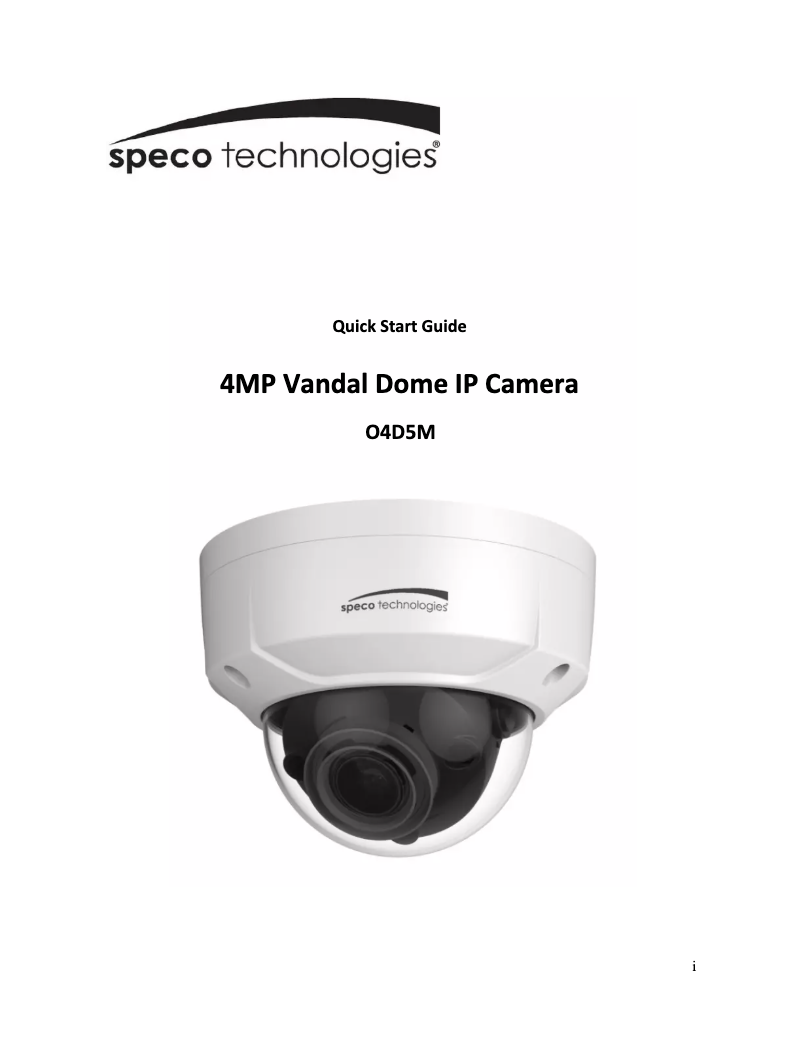 Page 1 de la notice Manuel utilisateur Speco Technologies O4D5M