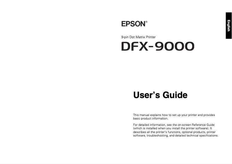 Page n°1 - Manuel utilisateur Epson DFX-9000