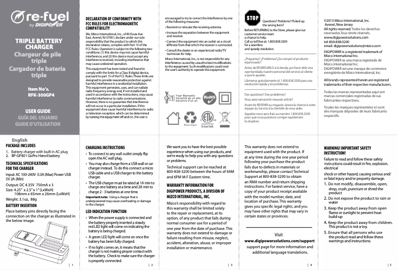Page n°1 - Manuel utilisateur Mizco RFK-300GP4
