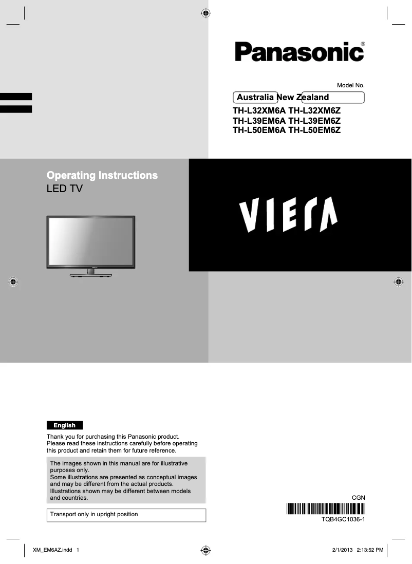 Page n°1 - Manuel utilisateur Panasonic TH-L50EM6A