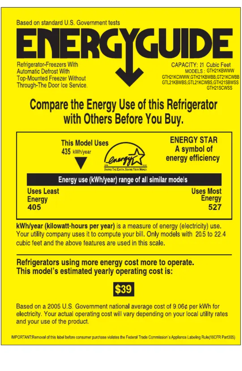 Image de la première page du manuel de l'appareil GTL21KCWBS