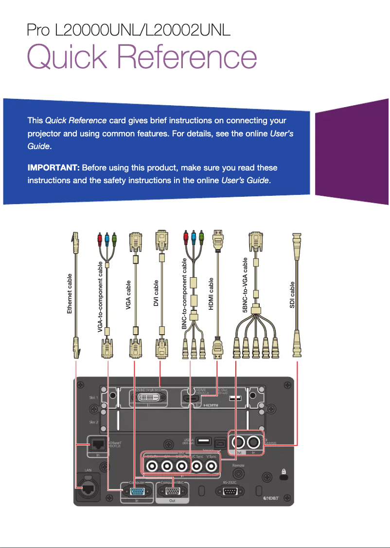 Imagen de la primera página del manual del dispositivo Pro L20002UNL