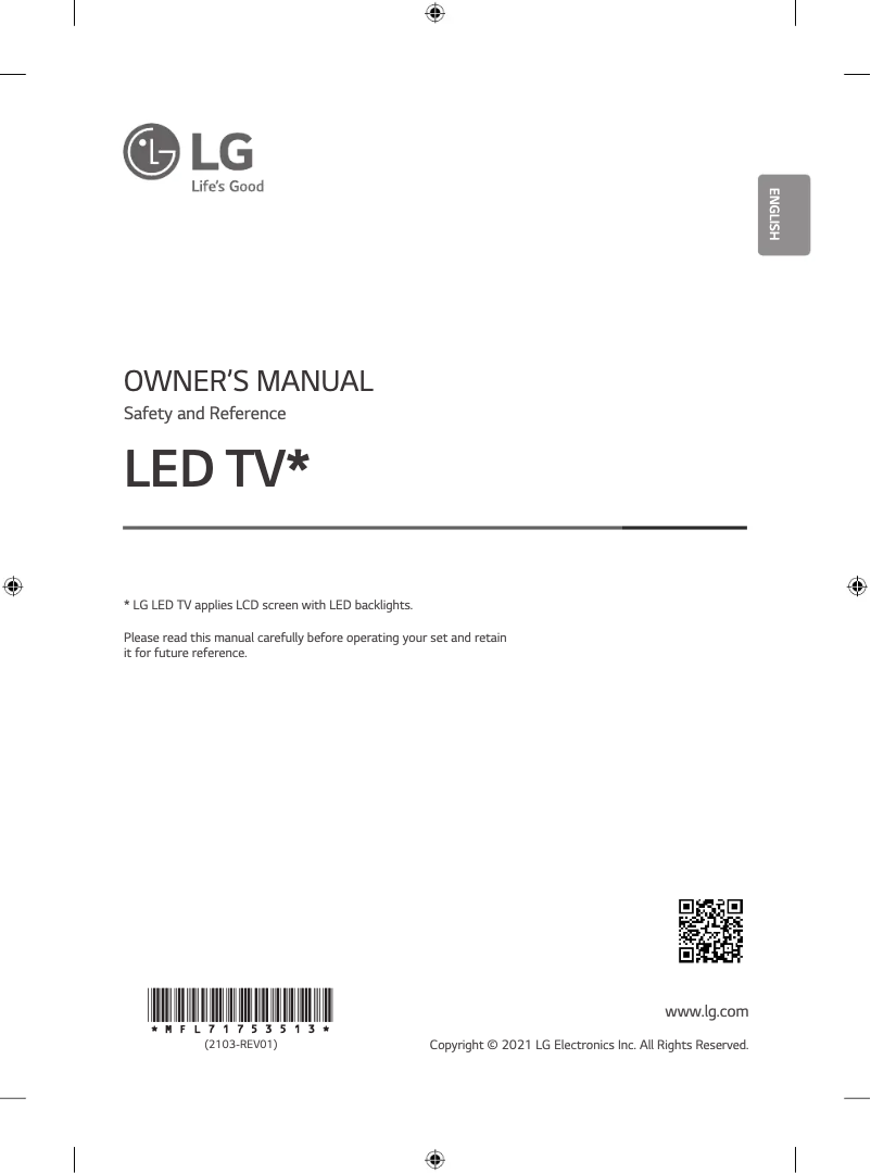 Page 1 of the manual User Manual LG 75NANO75VPA