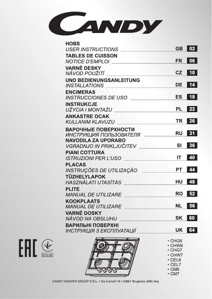 Image de la première page du manuel de l'appareil CHG6BRWPX
