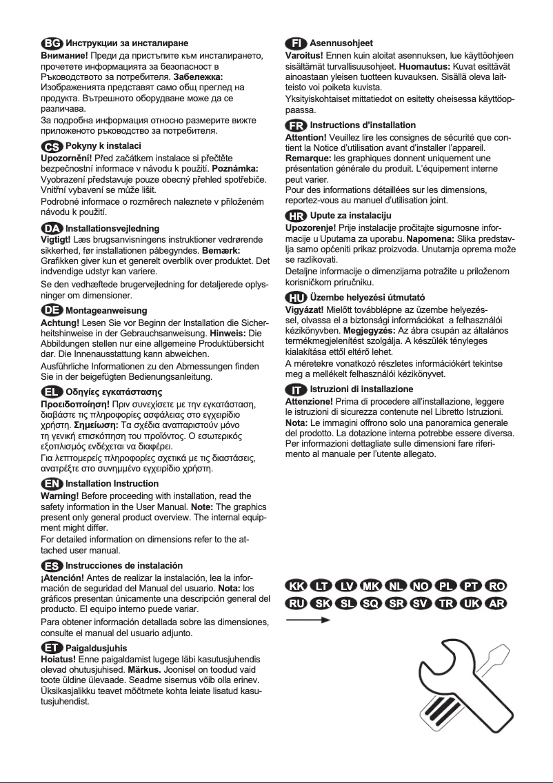 Page n°1 - Guide d'installation AEG RKB539E1DW