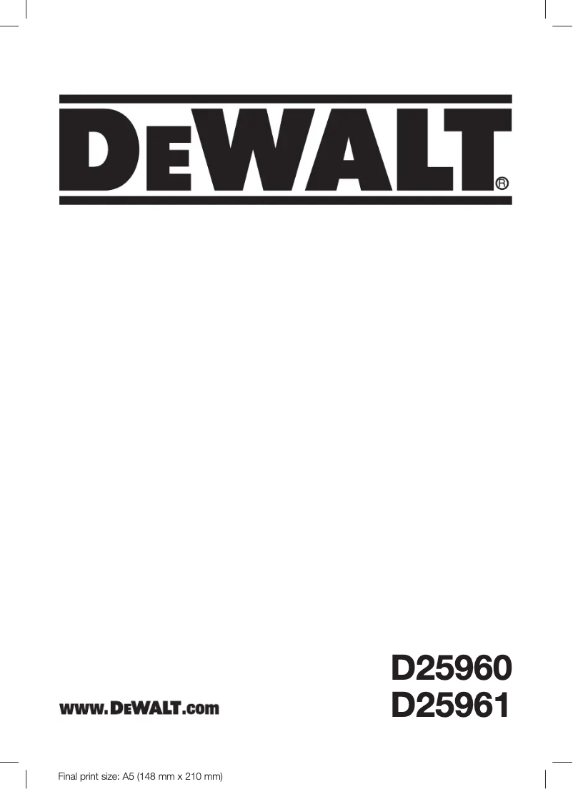 Page n°1 - Manuel utilisateur DeWalt D25961