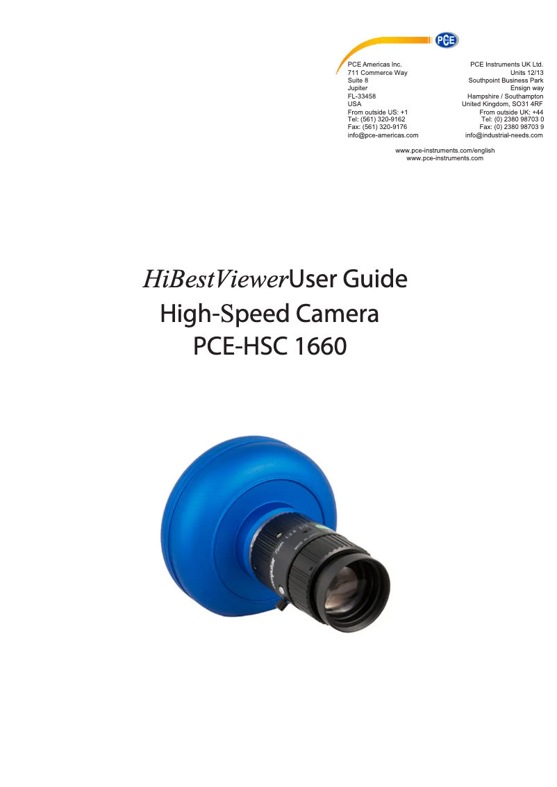 Page n°1 - Manuel utilisateur PCE Instruments PCE-HSC 1660