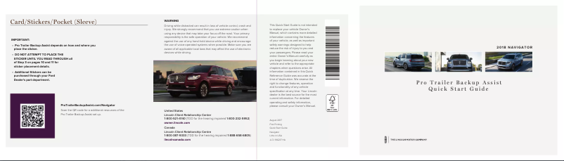 Page n°1 - Guide de démarrage rapide Lincoln Navigator (2018)