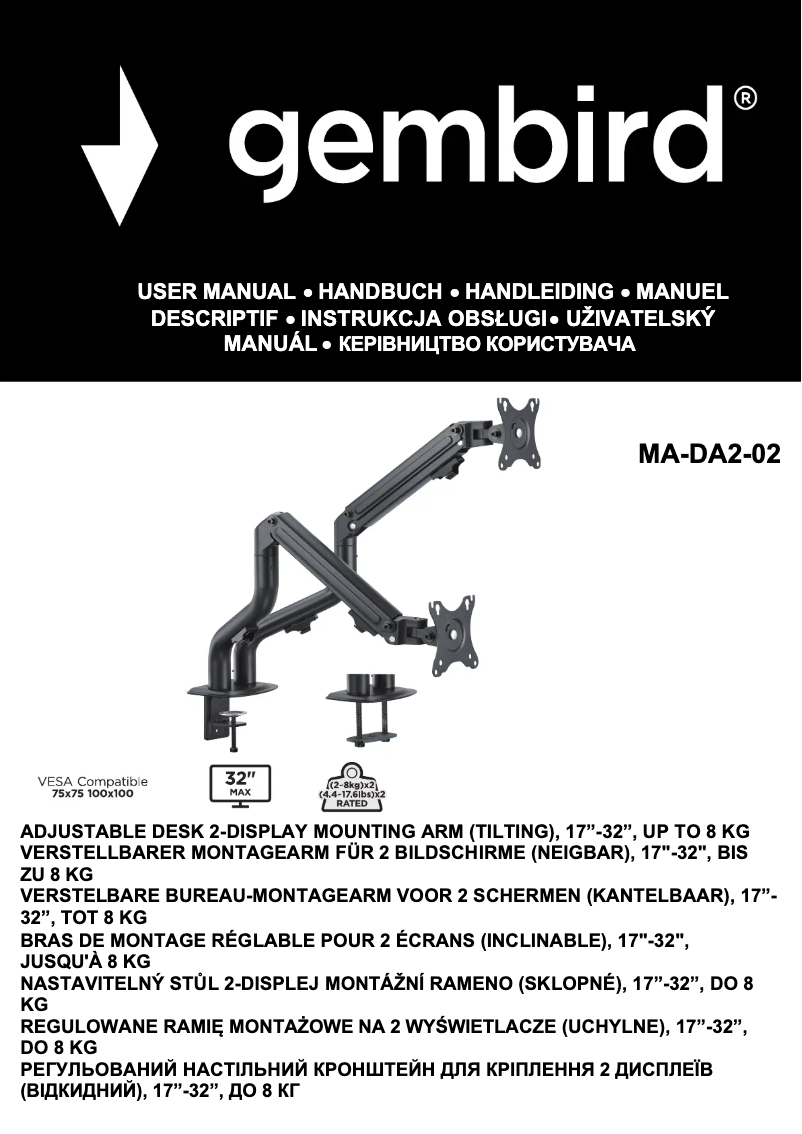 Page 1 de la notice Manuel utilisateur Gembird MA-DA2-02