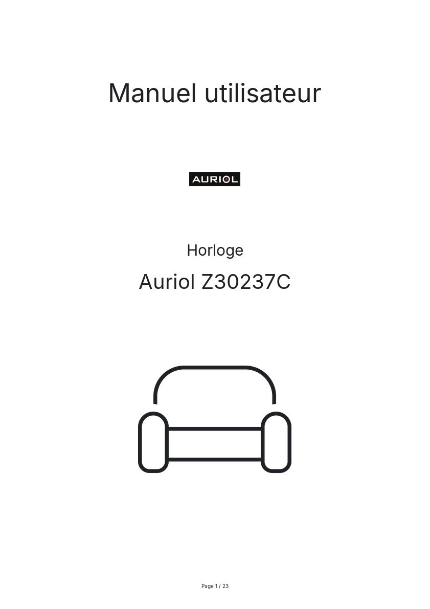 Page n°1 - Manuel utilisateur Auriol Z30237C