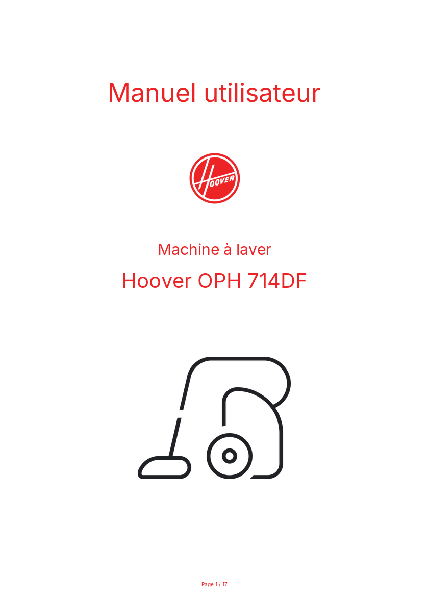 Page n°1 - Manuel utilisateur Hoover OPH 714DF