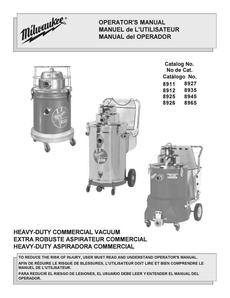 Page n°1 - Manuel utilisateur Milwaukee 8926