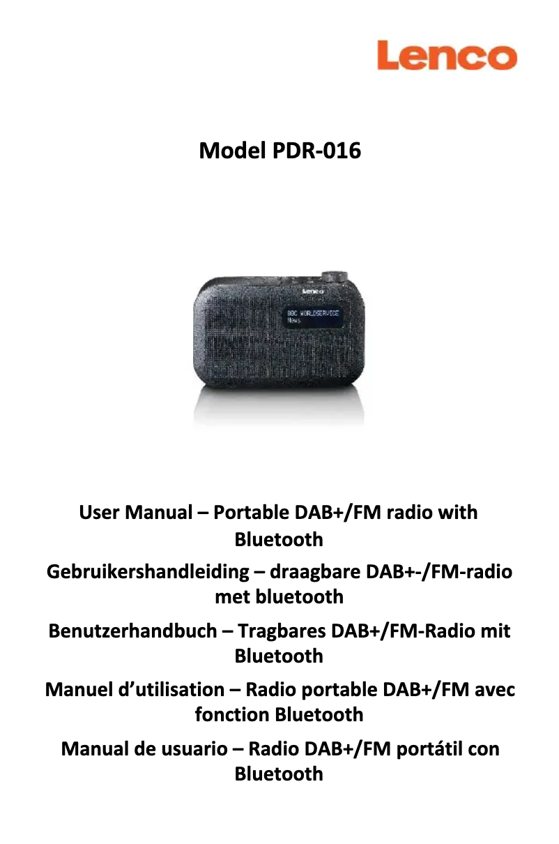 Image de la première page du manuel de l'appareil PDR-016