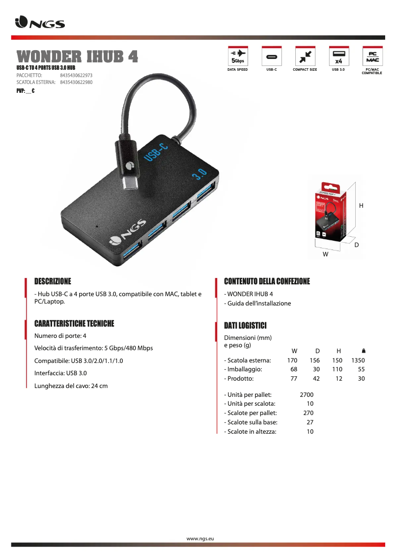 Page 1 de la notice Manuel utilisateur NGS Wonder IHUB 4