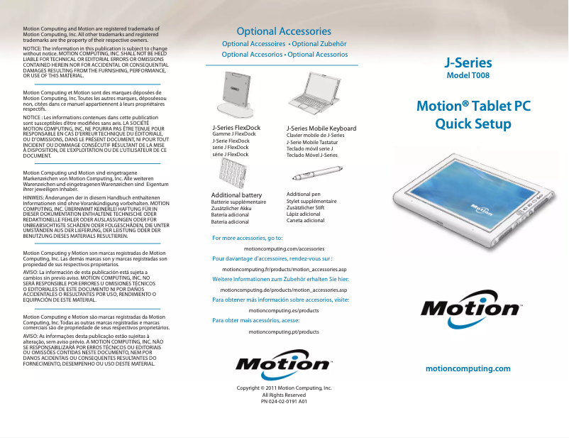 Página 1 del manual Manual de usuario Motion Computing T008