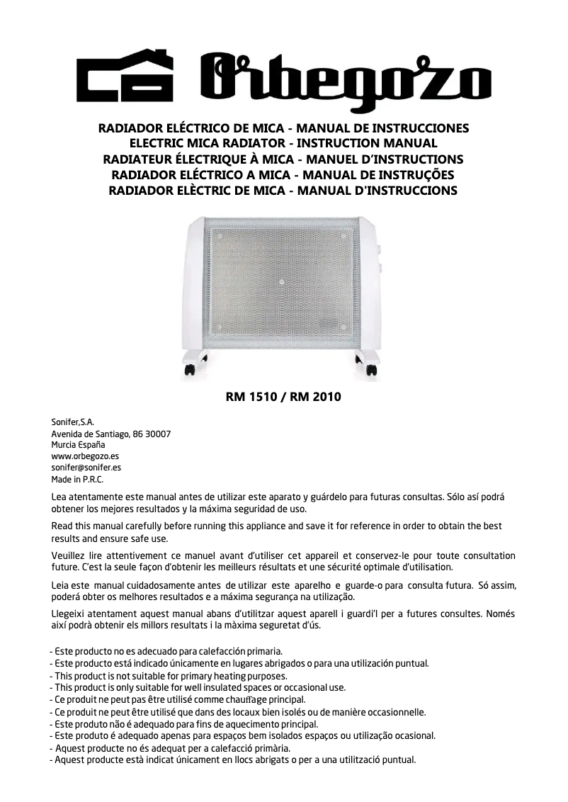 Image de la première page du manuel de l'appareil RM 2010