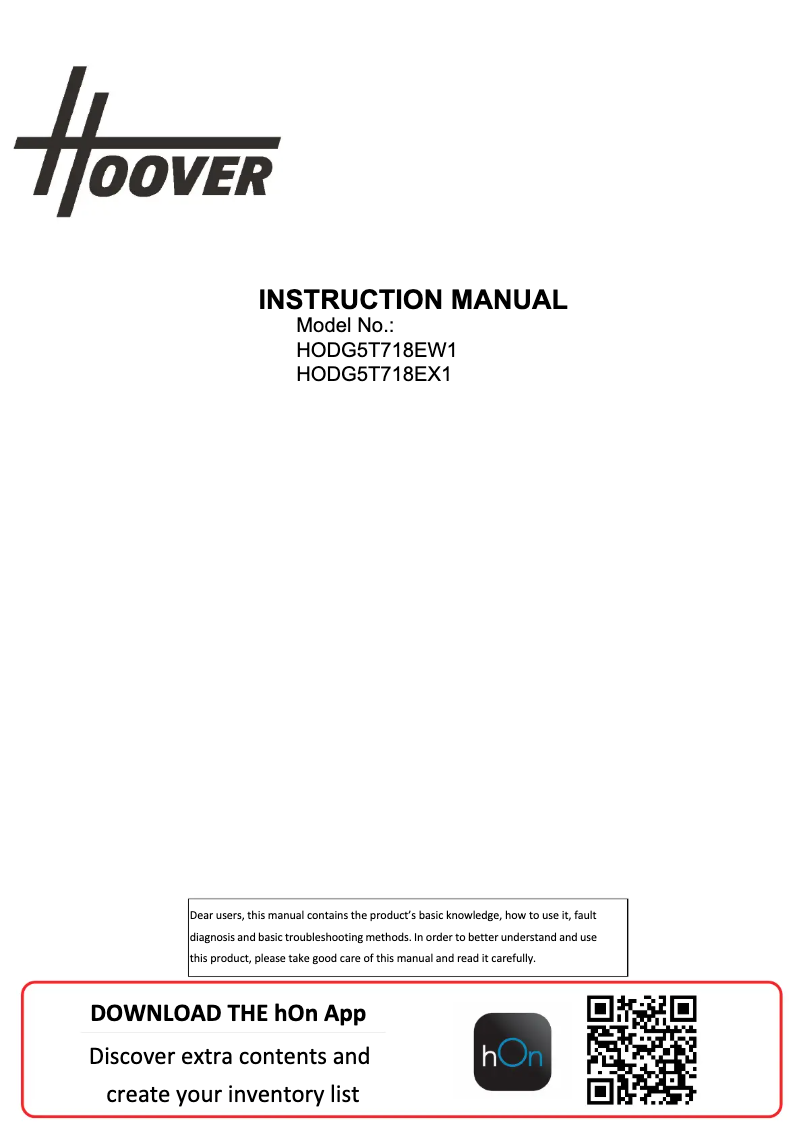 Page n°1 - Manuel utilisateur Hoover HODG5T718EX1