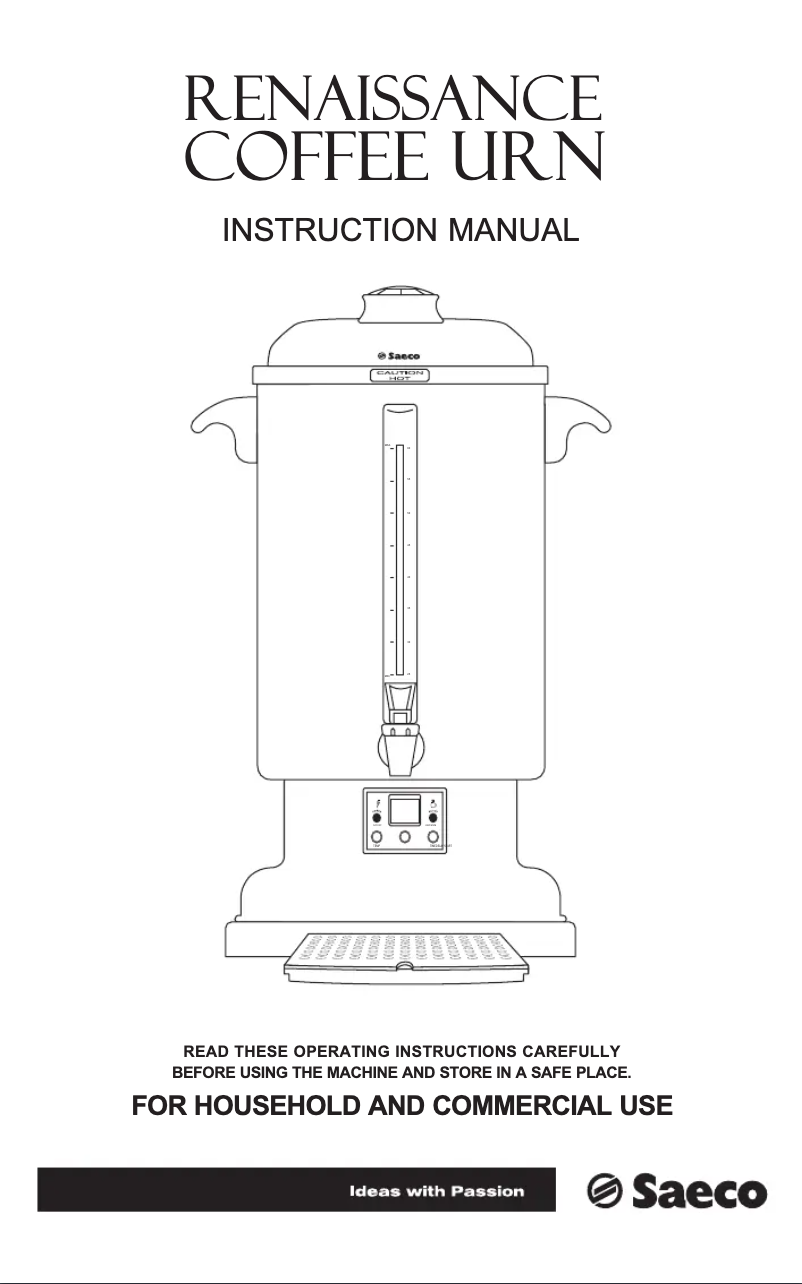 Image de la première page du manuel de l'appareil Saeco Urn