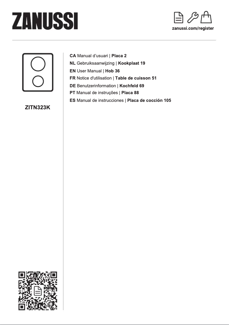 Image de la première page du manuel de l'appareil ZITN323K