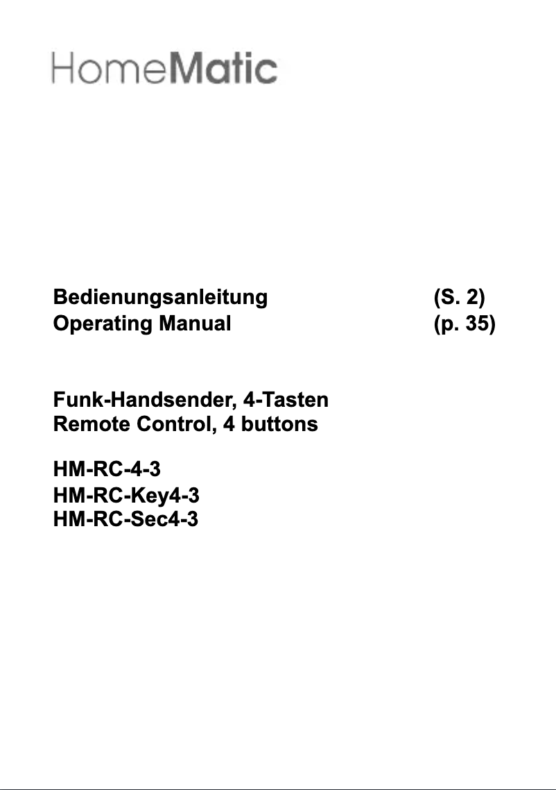 Image de la première page du manuel de l'appareil HM-RC-SEC4-3