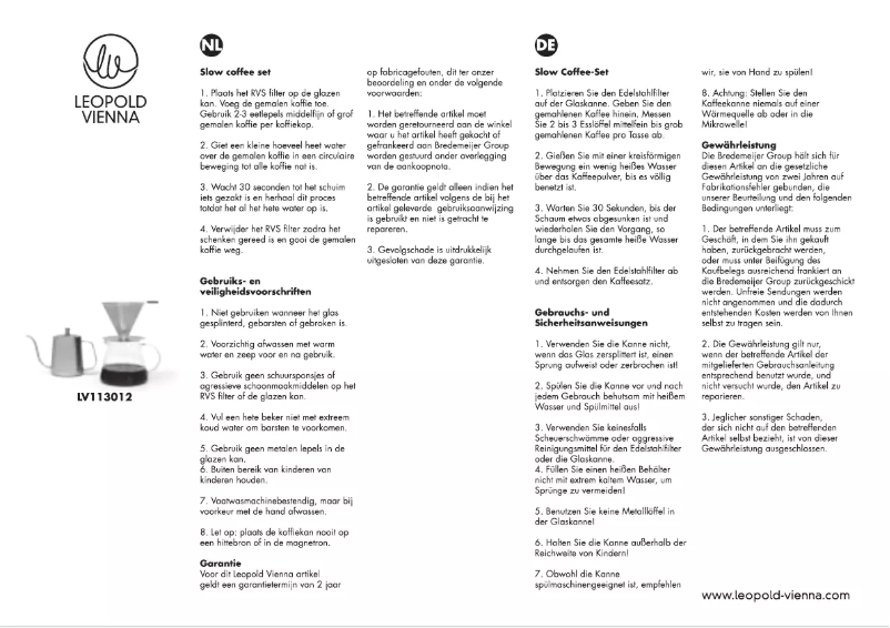 Page n°1 - Manuel utilisateur Leopold Vienna LV113012