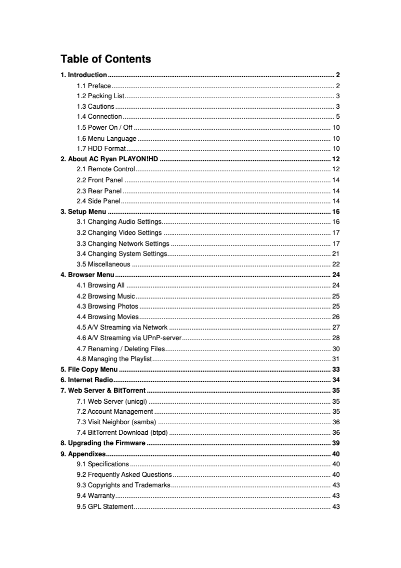 Image de la première page du manuel de l'appareil Playon!HD Essential