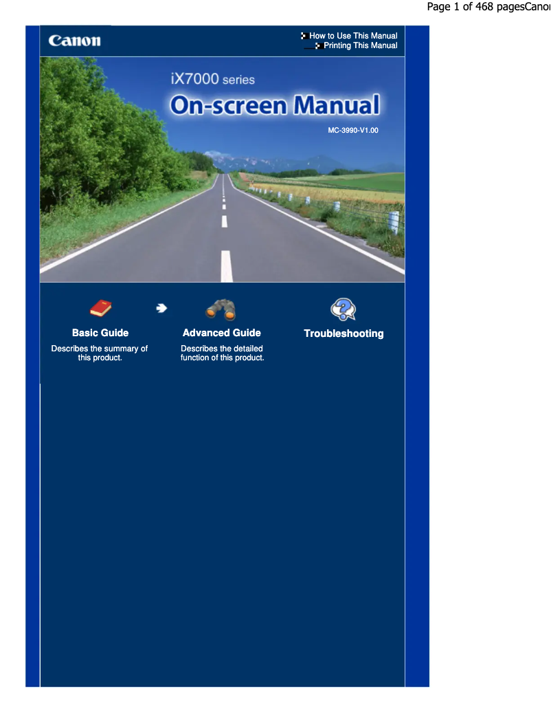 Page 1 de la notice Manuel utilisateur Canon Pixma iX7000