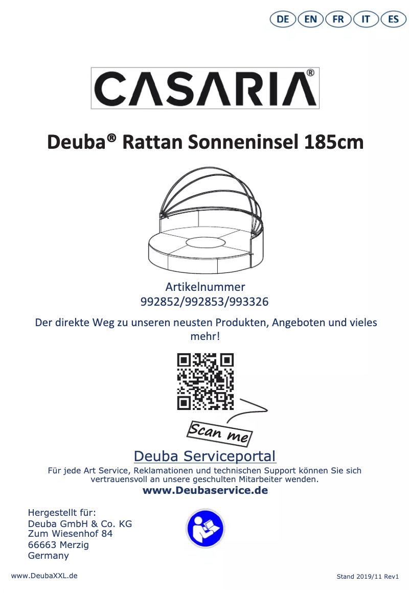 Page 1 of the manual User Manual Casaria Deuba