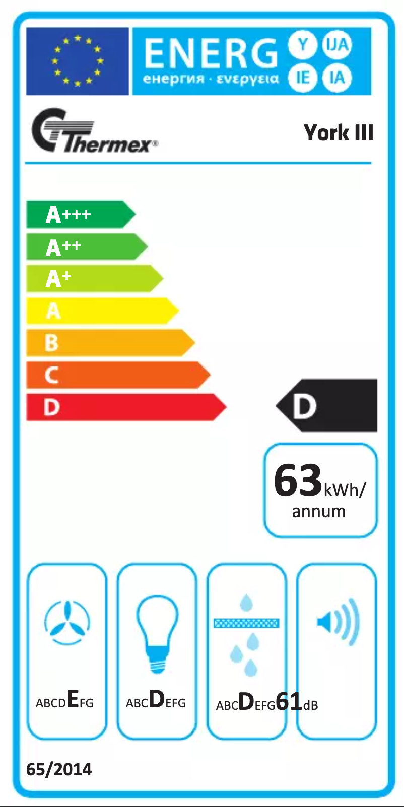 Page n°1 - Label énergétique Thermex YORK III