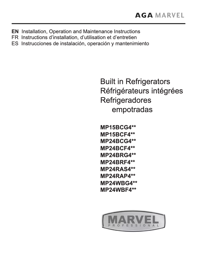 Image de la première page du manuel de l'appareil MP15BCF4RP