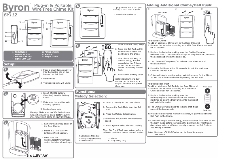 Page 1 de la notice Manuel utilisateur Byron BY112