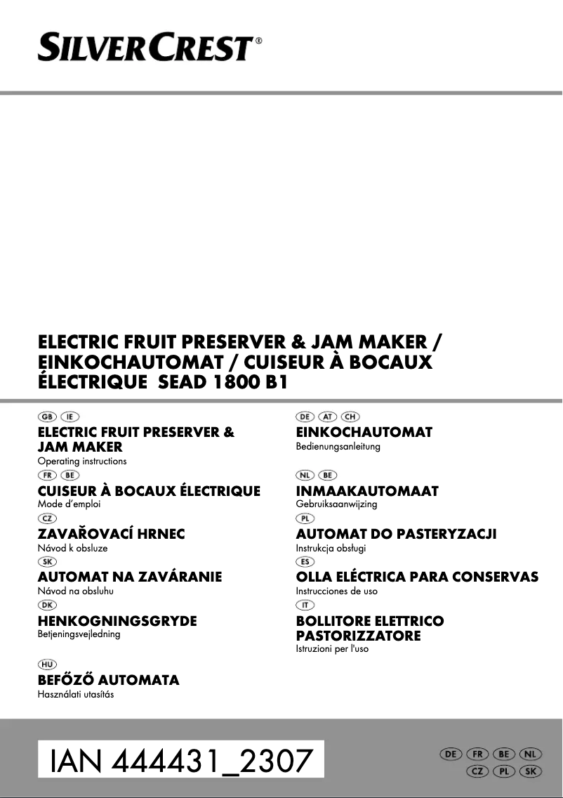 Page n°1 - Manuel utilisateur SilverCrest SEAD 1800 B1