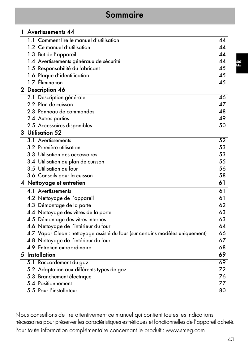 Page n°1 - Manuel utilisateur Smeg CX68MF8