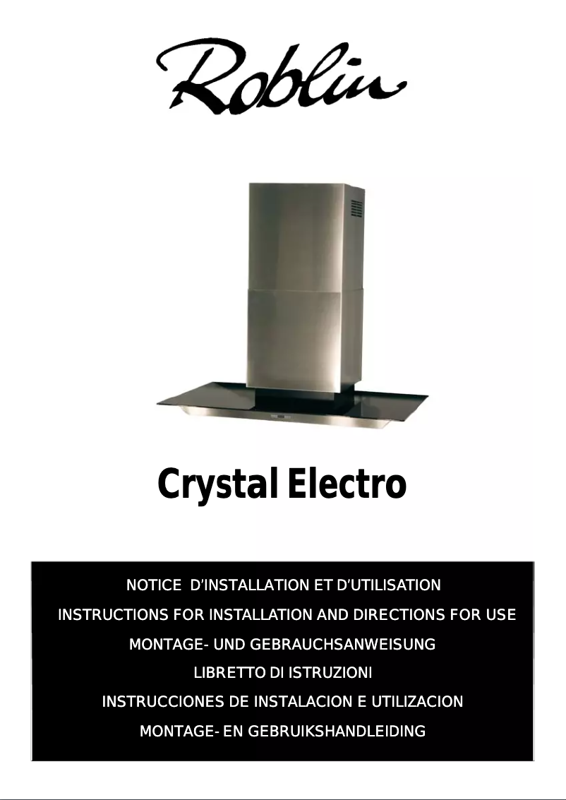 Page n°1 - Manuel utilisateur Roblin Crystal Electro