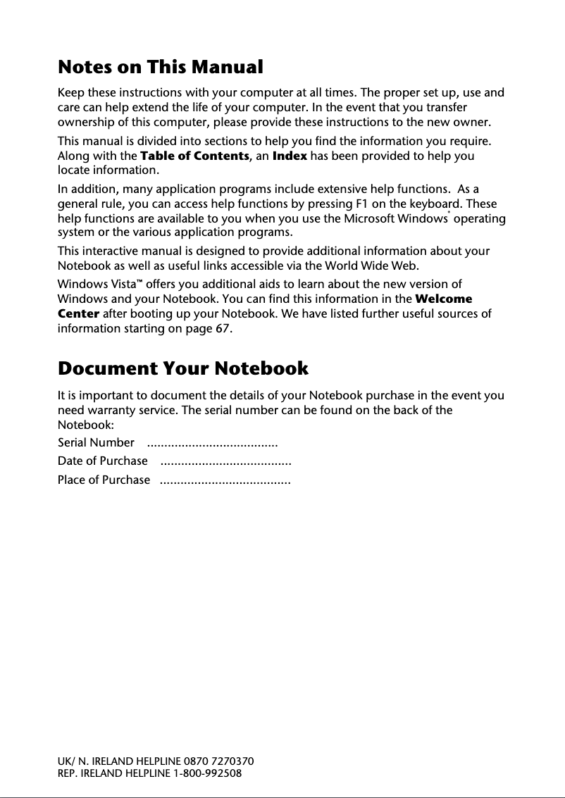 Page n°1 - Manuel utilisateur Medion AKOYA MD 98300 A