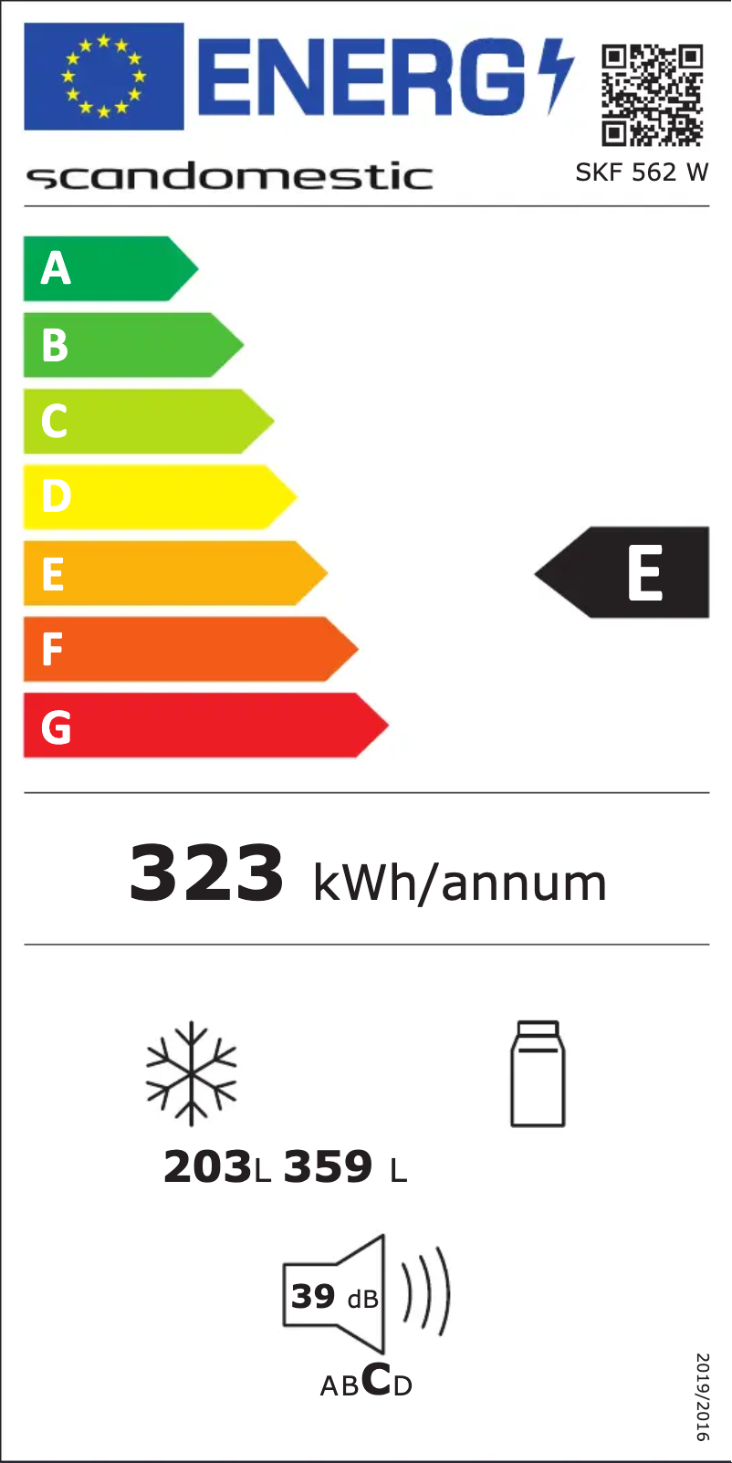 Page n°1 - Label énergétique Scandomestic SKF 562 W