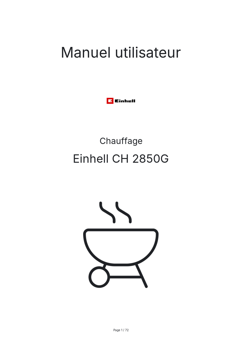 Page n°1 - Manuel utilisateur Einhell CH 2850G
