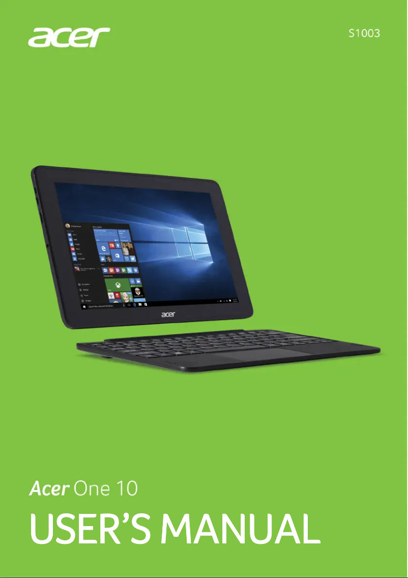 Page n°1 - Manuel utilisateur Acer One 10 S1003
