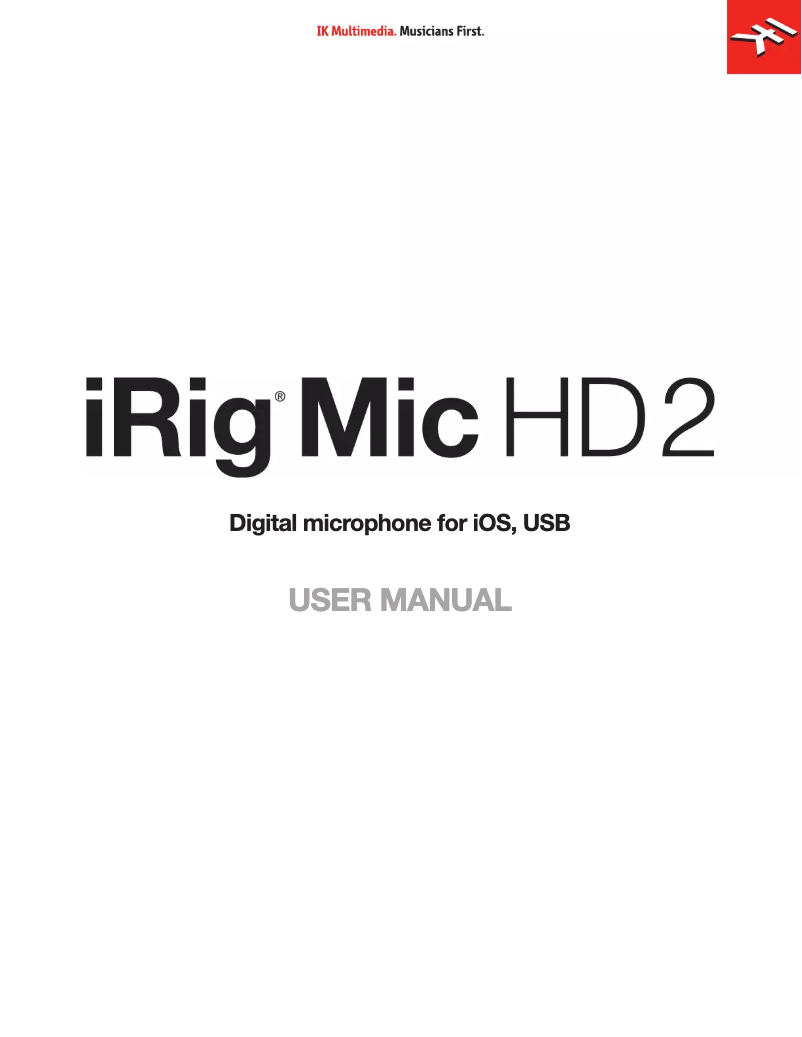 Page n°1 - Manuel utilisateur Kali Audio iRig Mic HD 2