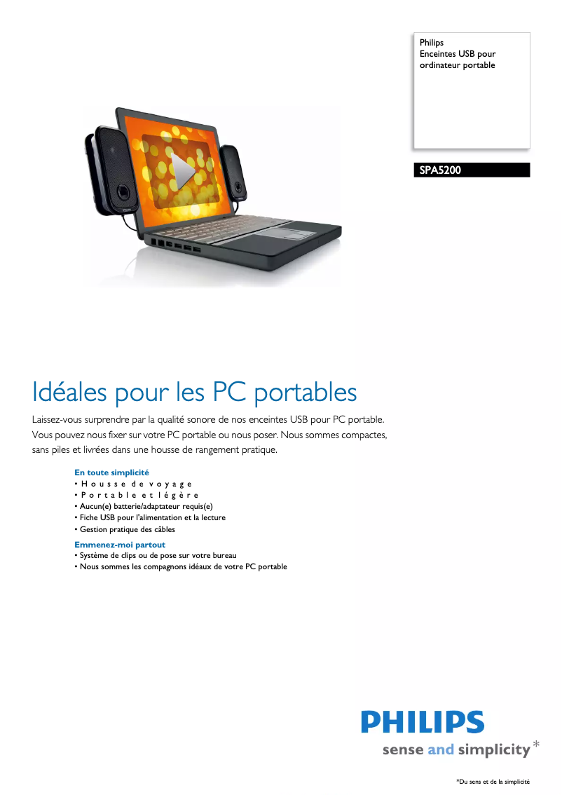 Page n°1 - Fiche technique Philips SPA5200