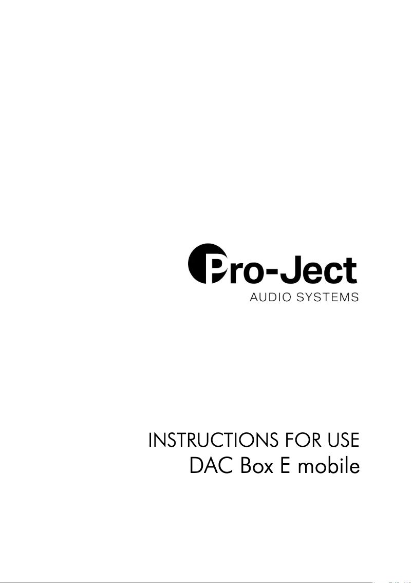 Page 1 de la notice Manuel utilisateur Pro-Ject DAC Box E mobile