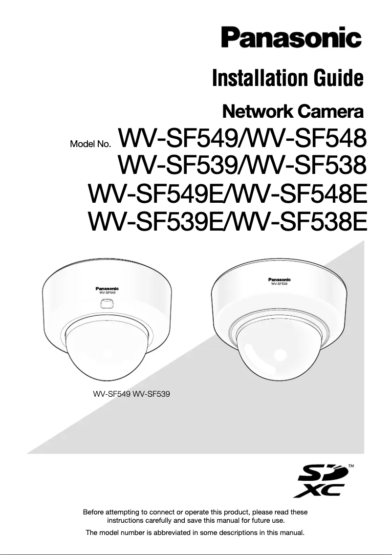 Page n°1 - Manuel utilisateur Panasonic WV-SF549E