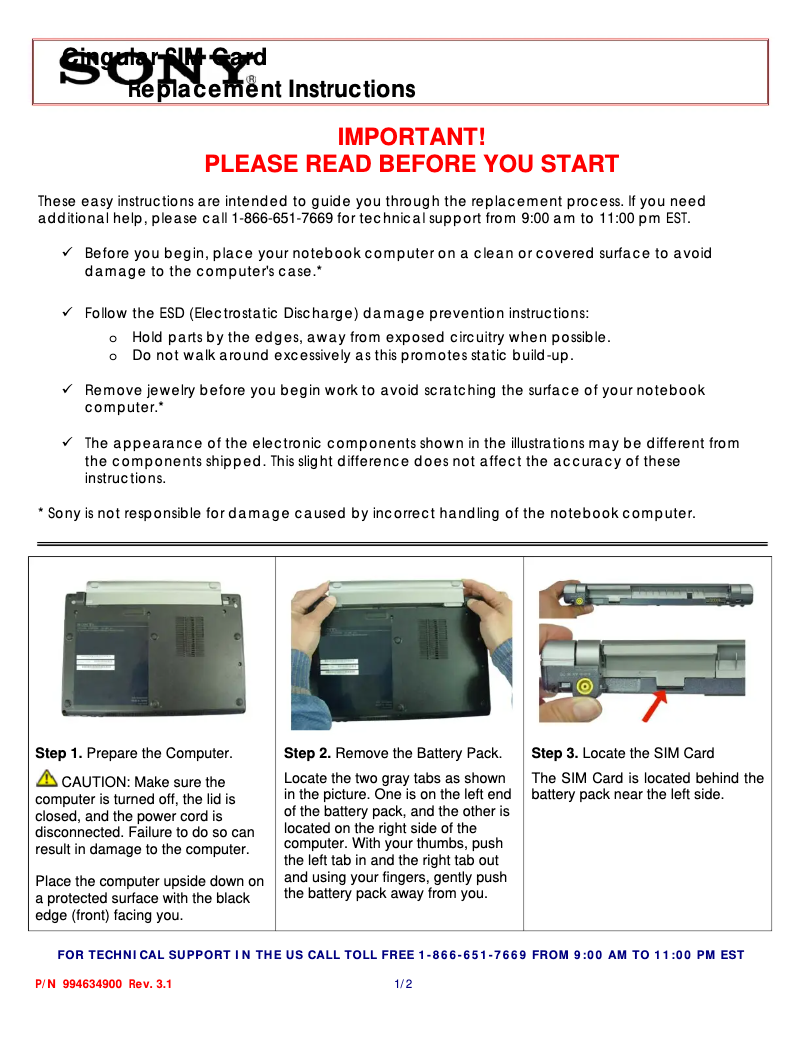 Page 1 de la notice Manuel utilisateur Sony Vaio VGN-T37GP