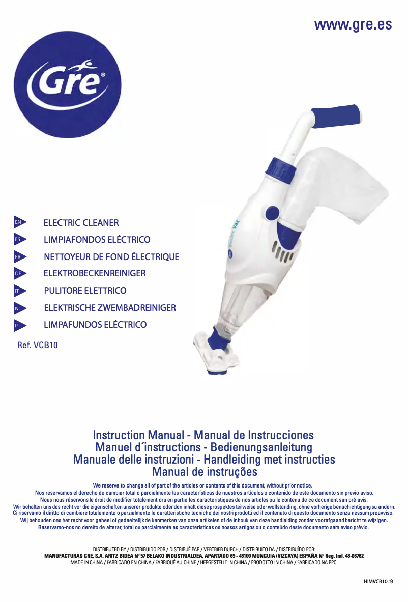 Image de la première page du manuel de l'appareil VCB10