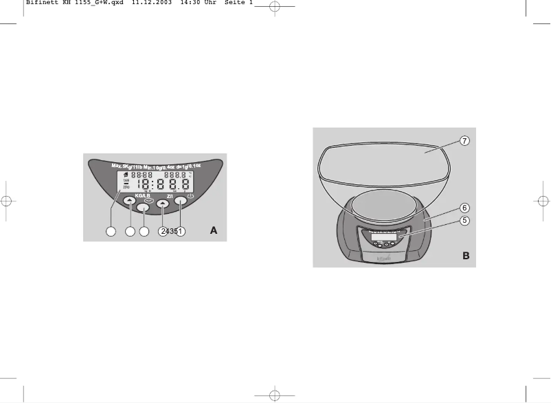 Page 1 de la notice Manuel utilisateur Bifinett KH 1155