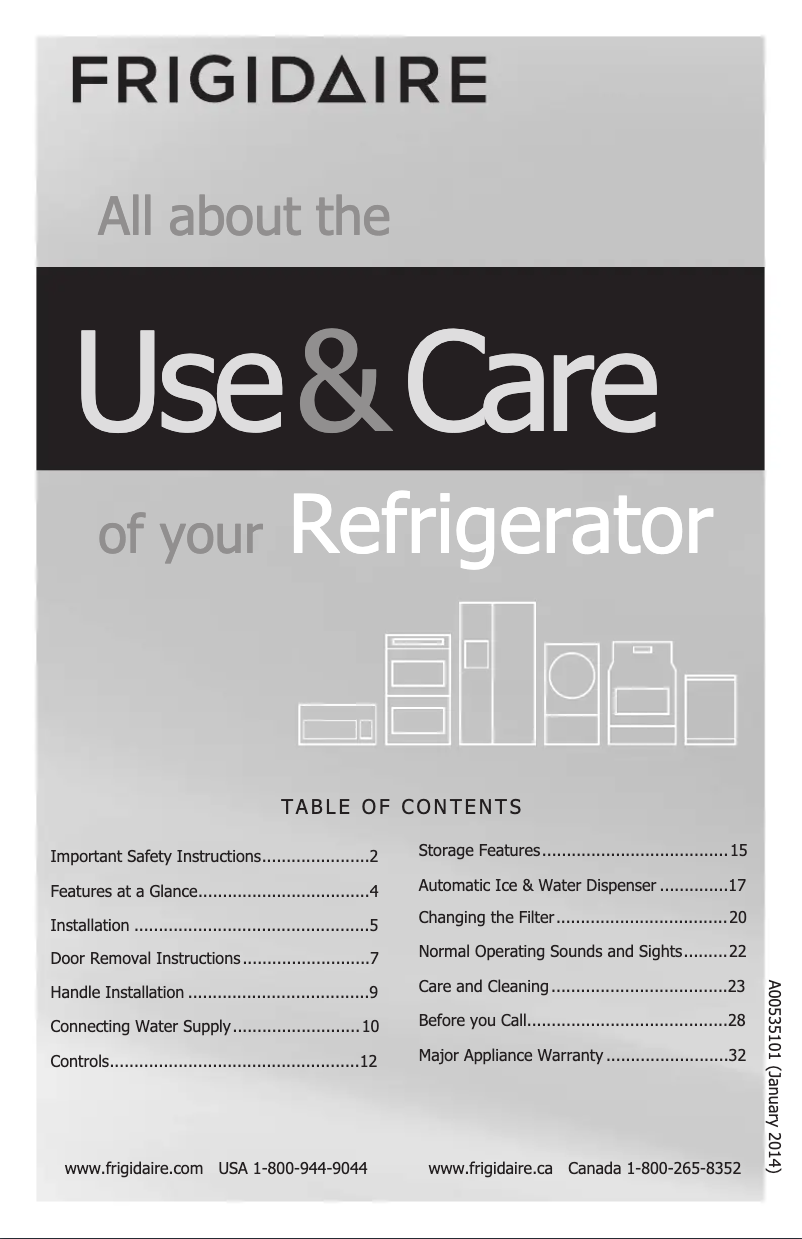 Page n°1 - Manuel utilisateur Frigidaire FPHS2399PF